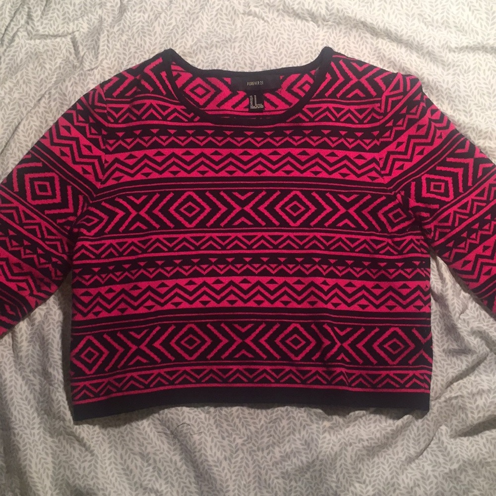 Cropped black and pink sweater